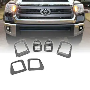 Lower Bumper Fog Lamp to 3 Cube LED Light Pods Mount Bracket Without Any Drilling Compatible with 2014 2021 Toyota Tundra