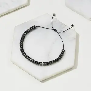 New Design Men Jewelry Bracelet Hematite Beads Handmade Woven Macrame Bracelet For Men JBS12332