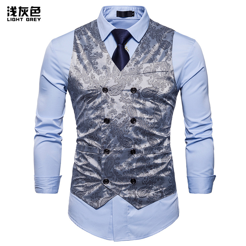 Gilet Uomo Paisley Vittoriano Steampunk Gotico, Monopetto Scollo A V, Slim Fit - Giacca Senza Maniche Per Cosplay E Cerimonie