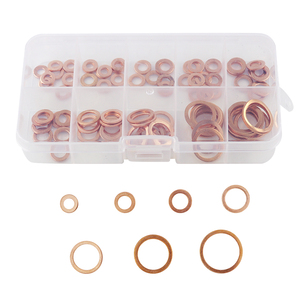 Kit d'assortiment de 100 joints toriques plats en cuivre pour écrous et boulons, avec boîte, M4/M5/M6/M8/M10/M12/M14, pour bouchons de carter - Product Image 2