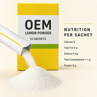 Mélange de poudre de citron en marque blanche OEM, 12 sachets par boîte, à base d'acide citrique et d'huile de citron, pour les propriétaires et les acheteurs de marques mondiales