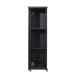 jiasheng-supplier hot sell 42u server rack lock glass door size it data center black 19inch network cabinet led price list