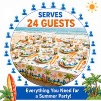 Décorations de fête sur le thème du surf, ensemble de vaisselle pour fête sur le thème des vagues de plage avec assiettes, gobelets, serviettes, couverts, nappe pour garçons