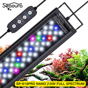 Lumière d'<span class=keywords><strong>aquarium</strong></span> Seaoura SR-616Pro Nano LED 10W pour réservoir de 12 à 18 pouces, 60 LED, spectre complet, minuterie, lumière pour <span class=keywords><strong>aquarium</strong></span> - Product Image 1