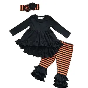小さな女の子12歳の服ファンシーパールチュニックストライプフリルパンツ秋韓国の赤ちゃん7歳の服赤ちゃんの女の子の服
