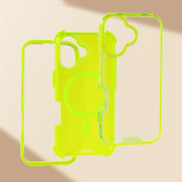 Coque transparente couleur néon pour iPhone 17 Pro 16 Pro Max 15 14 13 12, compatible charge sans fil, protection antichoc 3-en-1