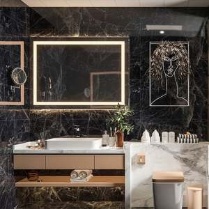 American Style <b>Bathroom</b> Vanity with Sink Solid Wood Floating with Led Mirror Modern Luxury <b>Bathroom</b> <b>Cabinets</b> and Vanities - Product Image 1
