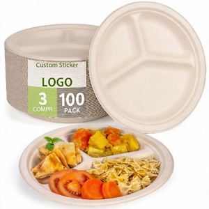 Assiettes jetables biodégradables en pulpe de bambou de qualité alimentaire pour fêtes et pique-niques en plein air – Vente en gros usine - Product Image 2