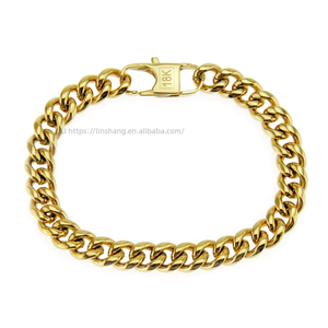 Hip Hop Simple Glossy Cuban Chain Men's <b>Bracelet</b>, Fashion Hipster Street <b>Bracelet</b> <b>Bracelet</b> 9mm Wide - Product Image 1