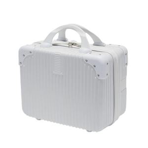 Boîte de rangement cosmétique portable avec tiroirs, en matériau ABS/PC, fermeture éclair, design à rivets, couleur unie, légère, pour maquillage de voyage - Product Image 3