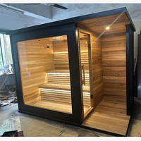 Sauna extérieur avec salle de douche en cèdre pour 2 à 4 personnes, combinaison humide/sèche, directement de l'usine, certifié CE