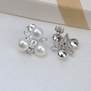S925 Silver Multi <b>Pearl</b> Pendant <b>Headband</b> Set Personalized Women's 4-5 <b>Pearl</b> Jewelry with Empty Stud Earrings Fashion Accessories - Product Image 3