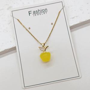 จี้สร้อยคอสแตนเลสสำหรับผู้หญิงมาใหม่สร้อยคอโซ่โอปอลฝังเพทายจี้แอปเปิ้ล - Product Image 2