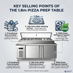 Meilleures ventes : Équipement commercial multifonction en acier inoxydable à température unique pour la préparation de pizzas, salades et sandwichs, avec fonction congélateur, à alimentation directe - Product Image 3