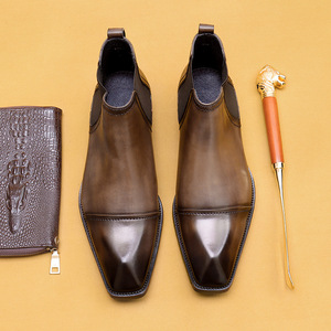 Nuevas Botas Chelsea de Diseñador de Lujo, Premium, Talla Grande, Punta Abierta, Estilo Británico Casual de Negocios, Botas para Hombre - Product Image 2
