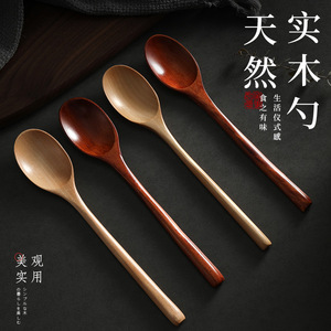 ช้อนไม้ด้ามยาว สีพื้น ใช้ในชีวิตประจำวัน ช้อนน้ำผึ้ง - Product Image 4