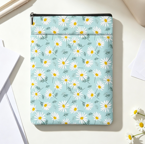 Housse de livre à motif floral marguerite avec fermeture éclair, sac de protection souple en tissu pour cahier, idéal pour la lecture des étudiants, protection anti-rayures - Product Image 3