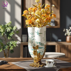 <strong>Yellow</strong> Porcelain Luxury Home Decoration Vase Set Reproduction Hand Made Antique Wholesale Ceramic Vase CLASSIC Painting <strong>Decor</strong> - Product Image 4