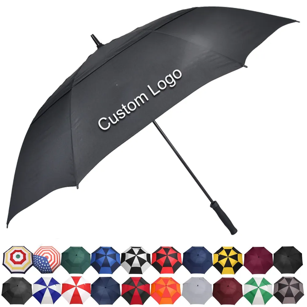 60 дюймов автоматический гольф прямая ручка ветрозащитный зонт с логотипом Зонтик для дождя зонтик поставщик