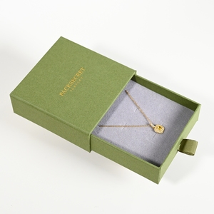 PackSecret High Quality Cardboard Green <b>Paper</b> Ring Earring Necklace Pendant Bracket Set Jewelry Packaging Drawer Box with Logo - Product Image 2