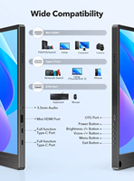 Monitores USB C 1080P 100% SRGB IPS Pantalla externa Pantalla táctil Monitor portátil 15,6 "con tipo C para computadora portátil PC Teléfono PS4 Xbox