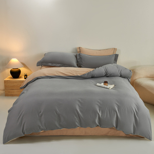 Tùy Chỉnh 100% Cotton Mềm Rắn Màu Sắc Sang Trọng Thoải Mái Bộ Đồ Giường Tấm Ga Giường Đặt Bốn Mảnh Duvet Cover Set 300TC Chủ Đề Đếm - Product Image 3