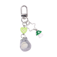 Porte-clés mousqueton Yihan Cinq Étoiles en forme de cœur, pendentif Totoro floqué mignon, style Ins tendance, écologique, en alliage de zinc pour Halloween