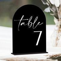 Papan Nomor Meja Akrilik Hitam Transparan Persegi Panjang Dua Sisi untuk Restoran, Pesta, Pernikahan, Acara & Kafe
