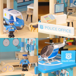 Set di Giocattoli Educativi in Legno per Bambini, Stazione di Polizia e <span class=keywords><strong>Vigili</strong></span> del Fuoco, Gioco di Ruolo Montessori per Bambini e Prescolare - Product Image 3