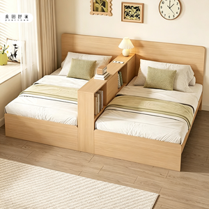 Lit enfant moderne en pin, taille standard, écologique, gain de place, avec armoire de chevet, personnalisable - Product Image 1