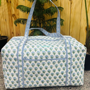 Bolsa de Mano Grande Personalizada de Algodón Acolchado, con Estampado Floral, Lavable, Ecológica, para Viajes Cortos, Yoga y Compras - Product Image 2