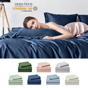 Housse de <span class=keywords><strong>couette</strong></span> (<span class=keywords><strong>duvet</strong></span>) 100% Tencel Lyocell <span class=keywords><strong>d</strong></span>'eucalyptus, naturellement ultra douce et respirante, avec poches profondes, ensemble de draps de lit - Product Image 1