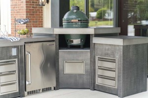 Kejia Tùy Chỉnh Kim Loại Thép Không Gỉ Ngoài Trời Nhà Bếp BBQ Đảo Modular Gỗ Hạt Ngoài Trời Nhà Bếp Thiết Lập Với Bồn Rửa Và Nướng - Product Image 3