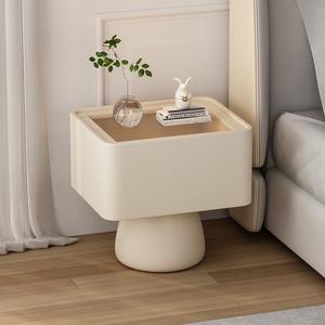 Mesita de noche minimalista moderna con almacenamiento, superficie de madera, mesa auxiliar para dormitorio infantil - Product Image 1