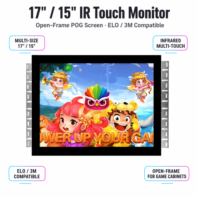 Open Frame 17 15 Inch Infrared Touch Screen POG Monitors ELO/ 3M IR Multi Touch Industrial Commercial Kiosk Display