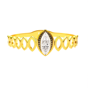 Bracelet en cristal, acier inoxydable 316L, plaqué or PVD, design ovale avec pierre, bijoux tendance pour femmes - Product Image 2