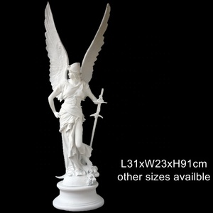 Figura famosa occidentale a grandezza naturale scultura a mano in pietra di marmo bianco puro alata vittoria della statua di Samothrace - Product Image 6
