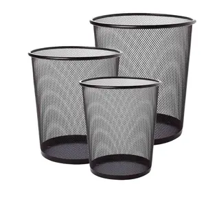 Iron mesh trash bin household large trash bin office metal kitchen storage bin large capacity