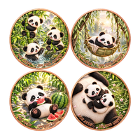 Pièce de monnaie commémorative en cuivre de 5 OZ, pièce unique, avec motifs en relief : Parent, bébé panda, bambou, fleur et paysage champêtre