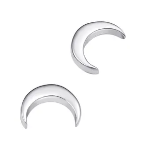 Piercing Stories 14K White Gold Steel Pin Crescent Moon Threadless Nose Stud Body Earrings Piercing Jewelry