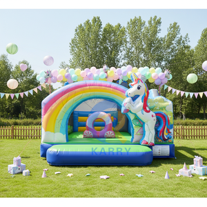 Château gonflable à thème licorne arc-en-ciel, château gonflable magique et coloré pour les filles, fête d'<span class=keywords><strong>anniversaire</strong></span>, <span class=keywords><strong>location</strong></span> commerciale - Product Image 1