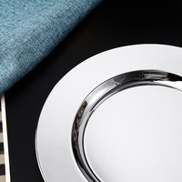 Assiettes de présentation rondes de luxe de 6 pouces en acier inoxydable, réutilisables, pour mariage, vente en gros