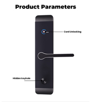 Serrure de porte d'hôtel à gravure CNC de précision avec logiciel de gestion, déverrouillage par carte, sécurité intelligente, serrure d'hôtel intégrale noire avec clé