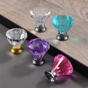 Fabrika mobilya donanım tek delik mavi mor mutfak 30MM kristal çekmece dolap dolap halka kolları kolu - Product Image 6