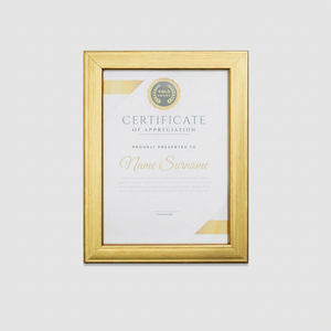Nordic <b>Frame</b> <b>Gold</b> Certificate Photo <b>Frame</b> Rectangle Wood Vertical Wall Mount Display Acrylic Front Embossing Printing 1 Color - Product Image 1