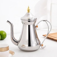 Cafetière arabe Dallah, corps en métal plaqué or, Dallah arabe à long bec, bouilloire