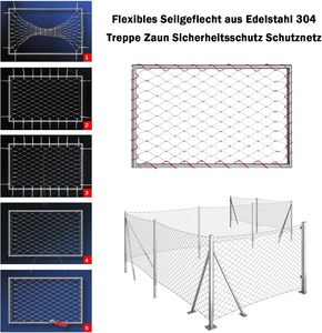 304 grillage en acier inoxydable 3.3x6.6ft <span class=keywords><strong>filet</strong></span> de sécurité Flexible clôture haute Altitude Anti-chute Zoo <span class=keywords><strong>Cage</strong></span> balcon <span class=keywords><strong>escalier</strong></span> <span class=keywords><strong>filet</strong></span> - Product Image 6