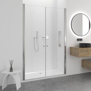 Marco de aluminio para baño, puerta de pivote oscilante doble, cuarto de <span class=keywords><strong>ducha</strong></span>, puerta de vidrio grueso de 8mm - Product Image 4