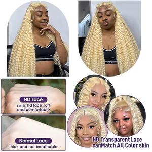 วิกผมแท้ 100% <span class=keywords><strong>สี</strong></span>บลอนด์ 613 ขายส่ง<span class=keywords><strong>ผม</strong></span>ดิบจากกัมพูชา วิกผมลูกไม้ HD 13x4 <span class=keywords><strong>สี</strong></span>บลอนด์ 613 แบบลอนลึก สำหรับผู้หญิงผิว<span class=keywords><strong>สี</strong></span> - Product Image 4