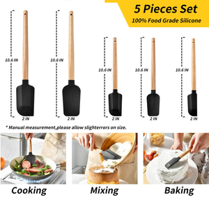 YIGO STOCKED 5-PACK Eco-Friendly Food Grade Silicone <strong>Spatula</strong> Set Dishwasher Oven Safe Kitchen <strong>Spatulas</strong> for Baking Cooking Mixing - Product Image 5